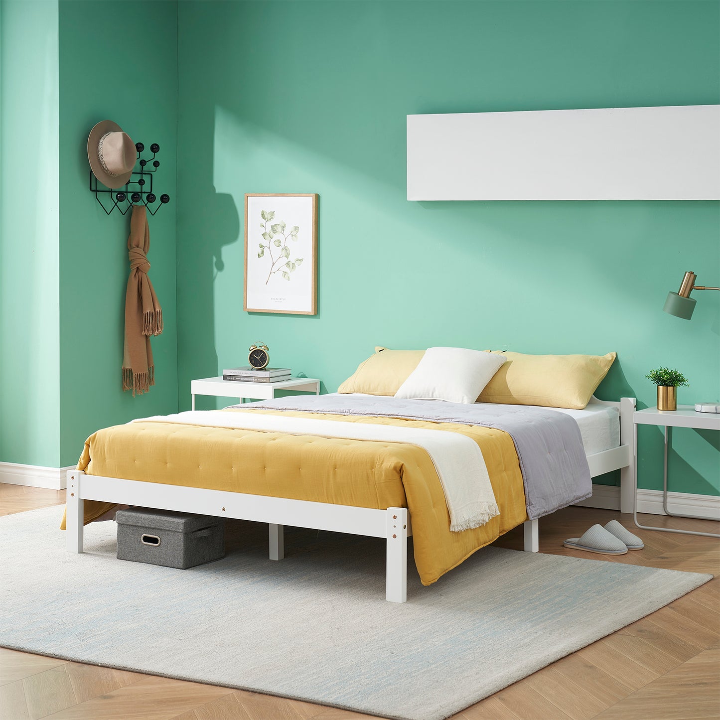 PONT Double Pine Wooden Bed 143.6*196cm - White