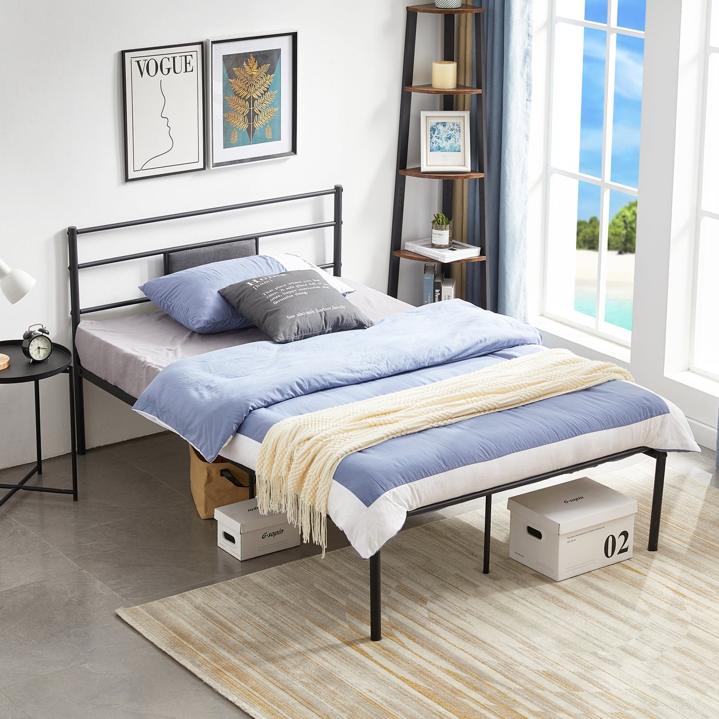 RACE Small Double Metal Bed 123*197cm - Black