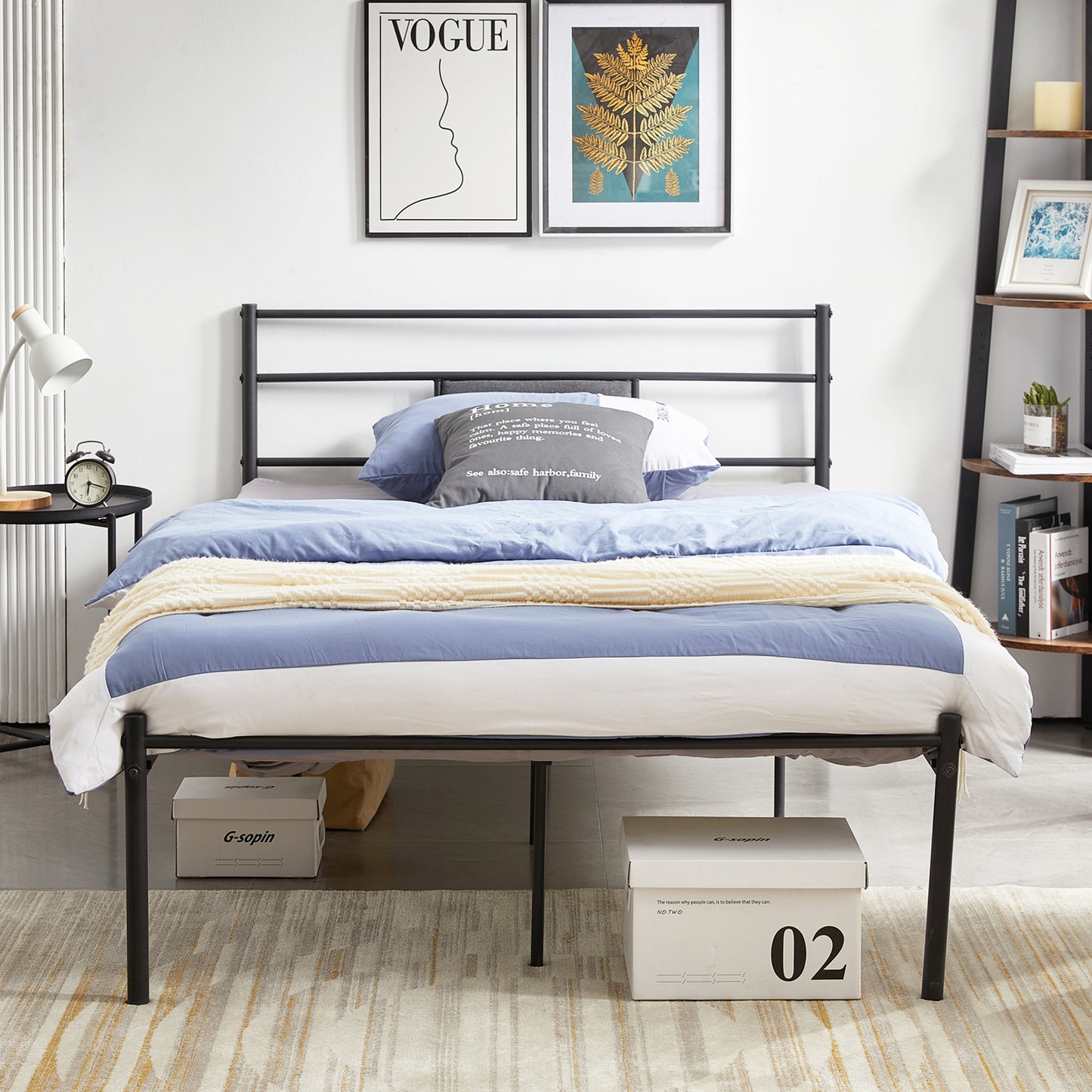 RACE Small Double Metal Bed 123*197cm - Black