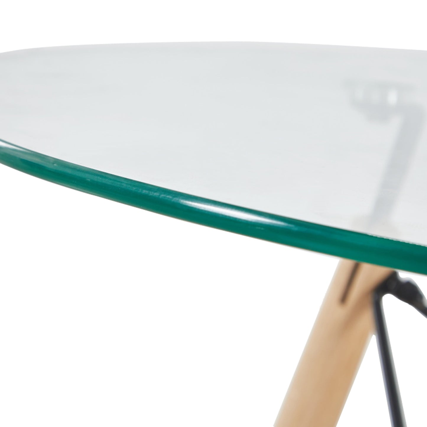 RAY 80cm Circle Glass Dining Table With Beech Legs-Clear