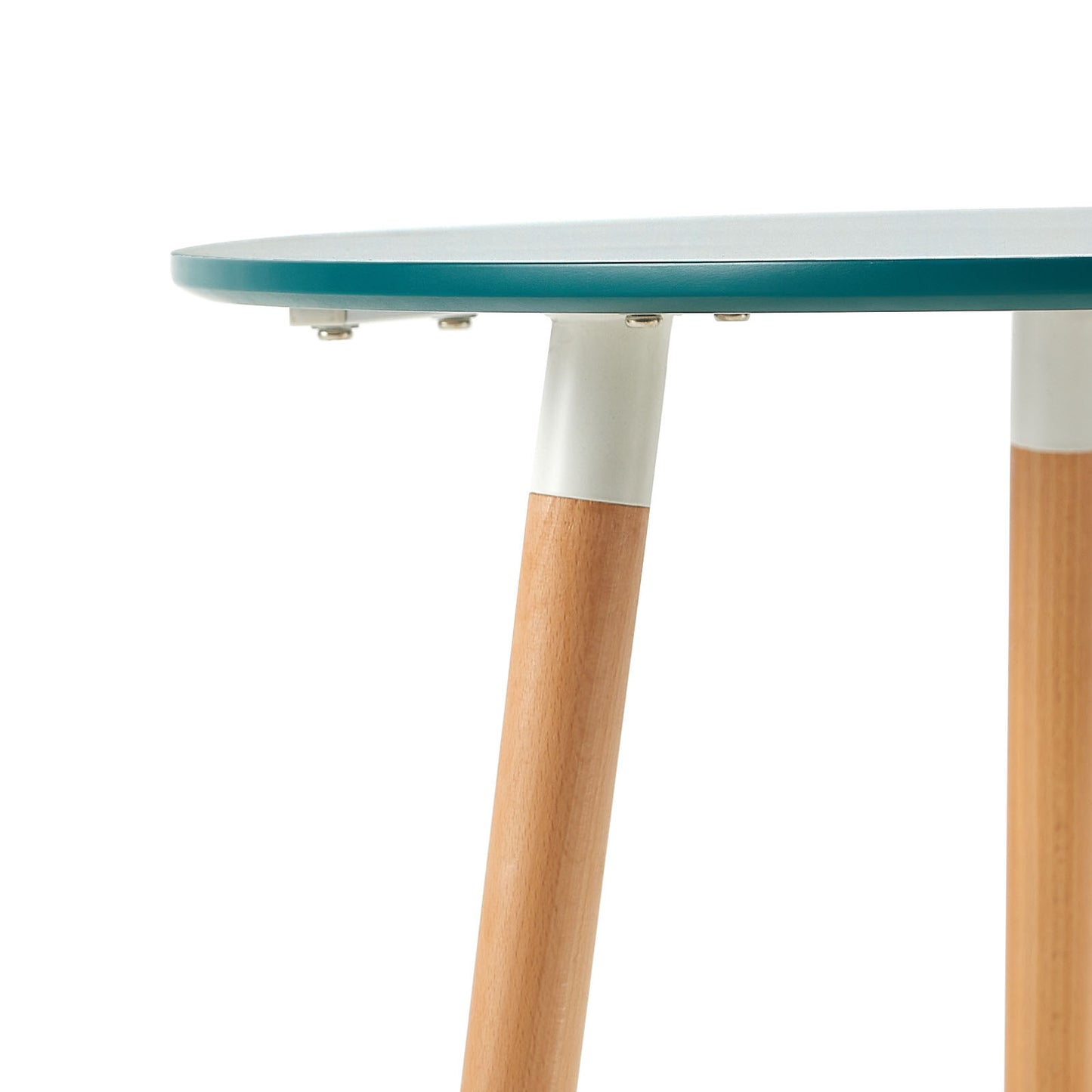 RONALD 80cm Circle Dining Table With Beech Legs - Lake Blue