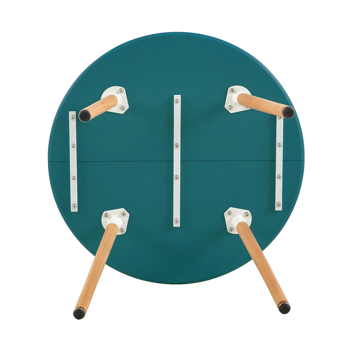RONALD 80cm Circle Dining Table With Beech Legs - Lake Blue