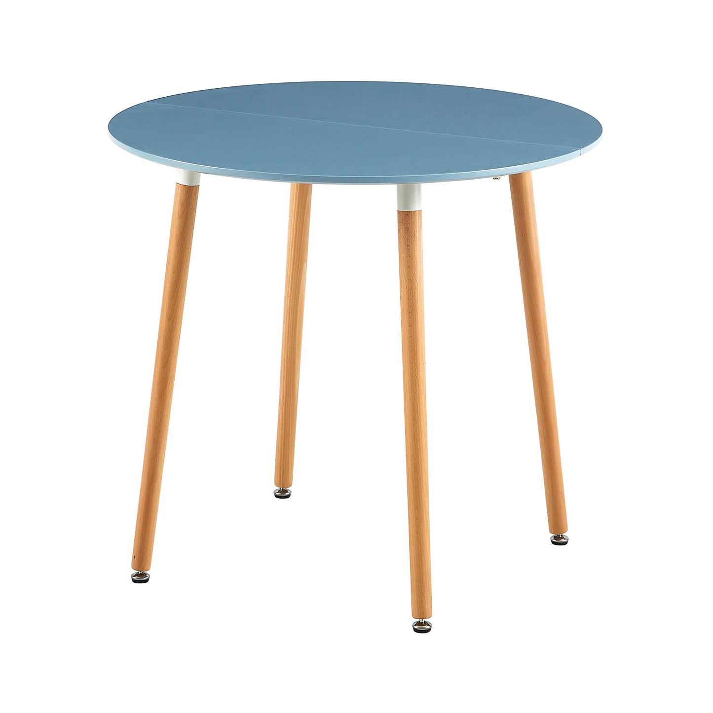 RONALD 80cm Circle Dining Table With Beech Legs-Light Gray Blue
