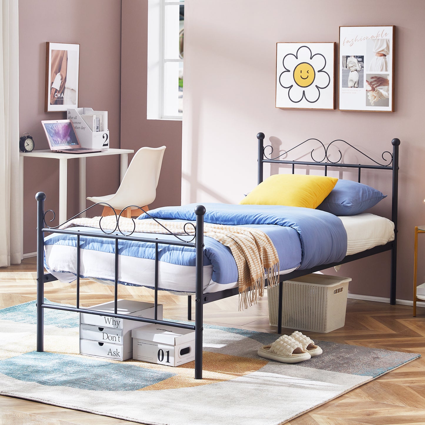 TIKI Single Metal Bed 93*207cm - Black