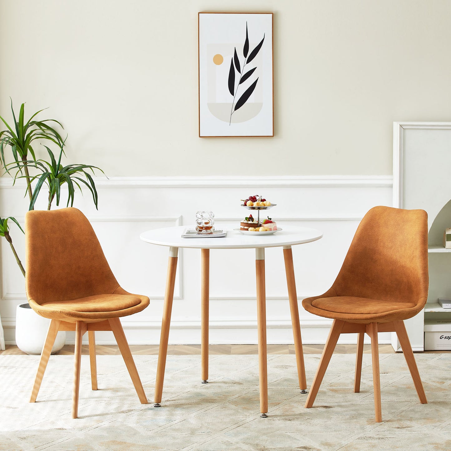 TULIP Dining Chair with Tech cloth-Light Brown