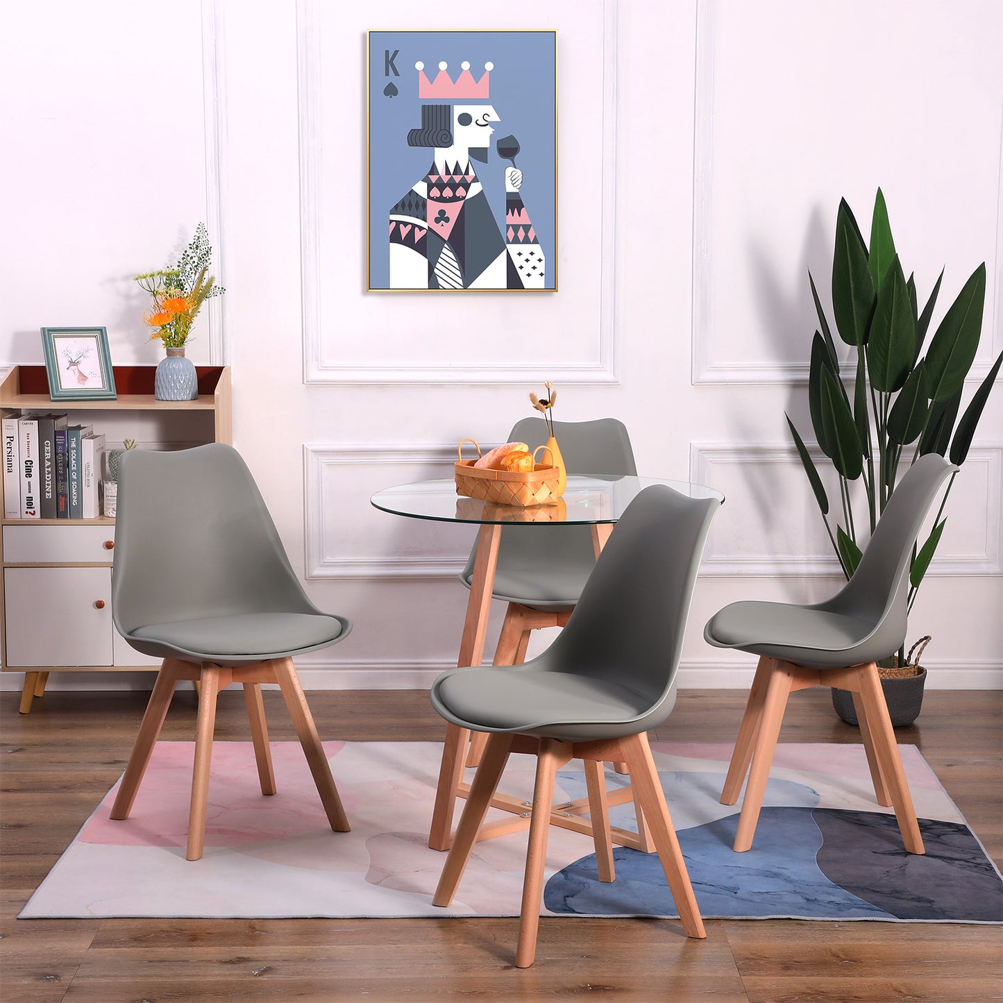 TULIP Dining Chair with Beech Legs - Gray
