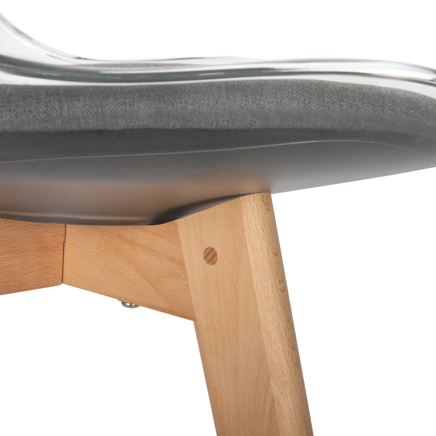TULIP Dining Chair with Clear Back-Gray Linen