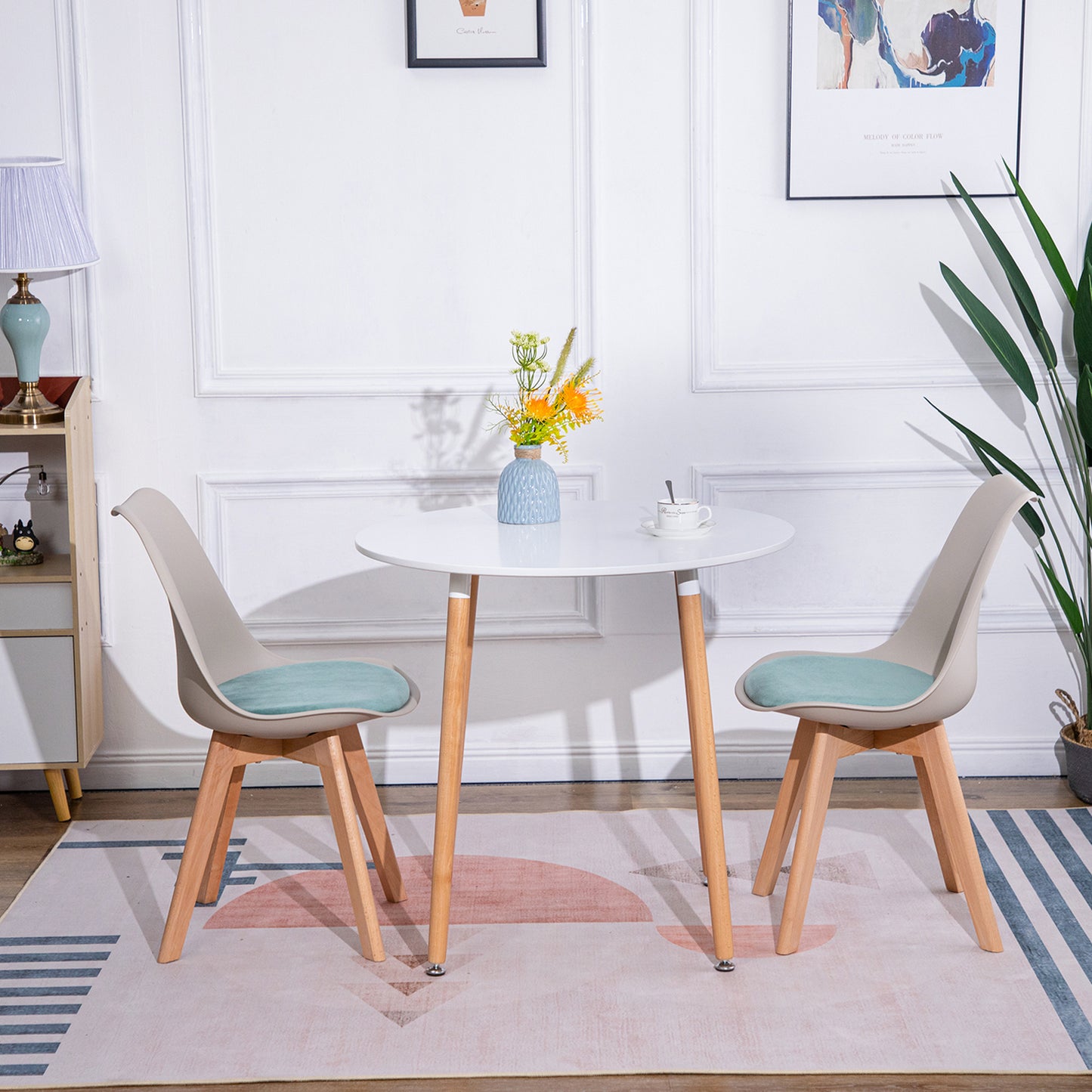 TULIP Dining Chair with Beech Legs - Kakhi/Cactus Velvet