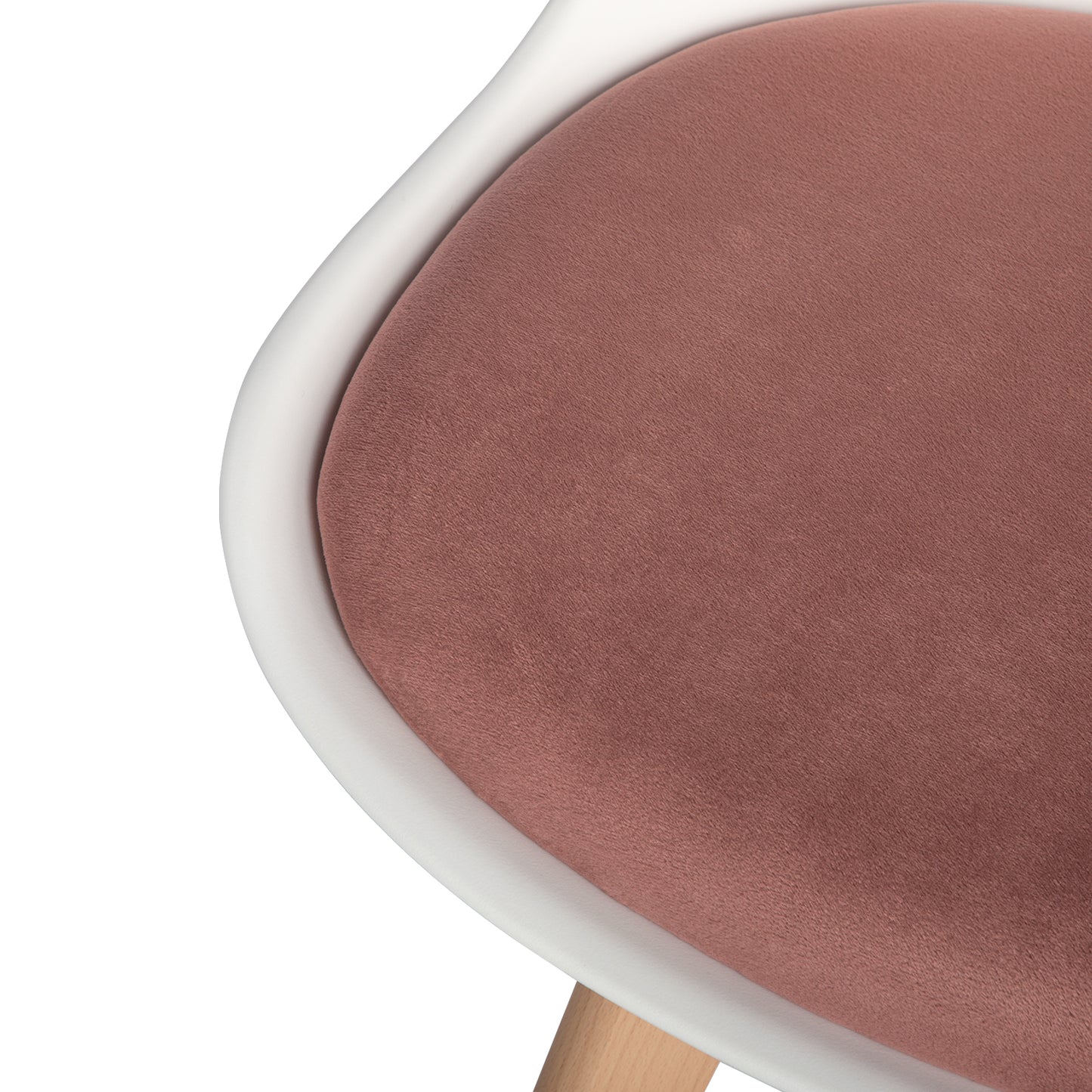 TULIP Dining Chair with Beech Legs - White/Rose Red Velvet