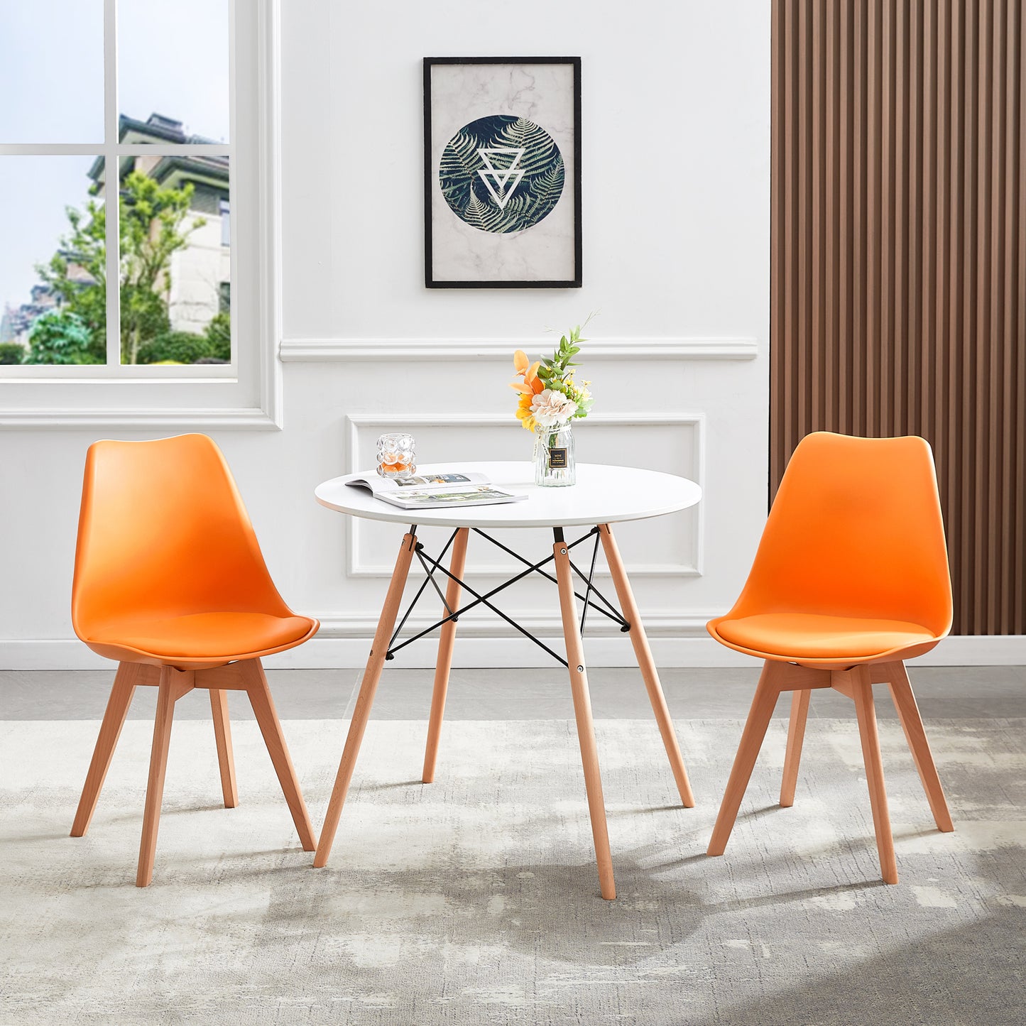 TULIP Dining Chair with Beech Legs - Orange