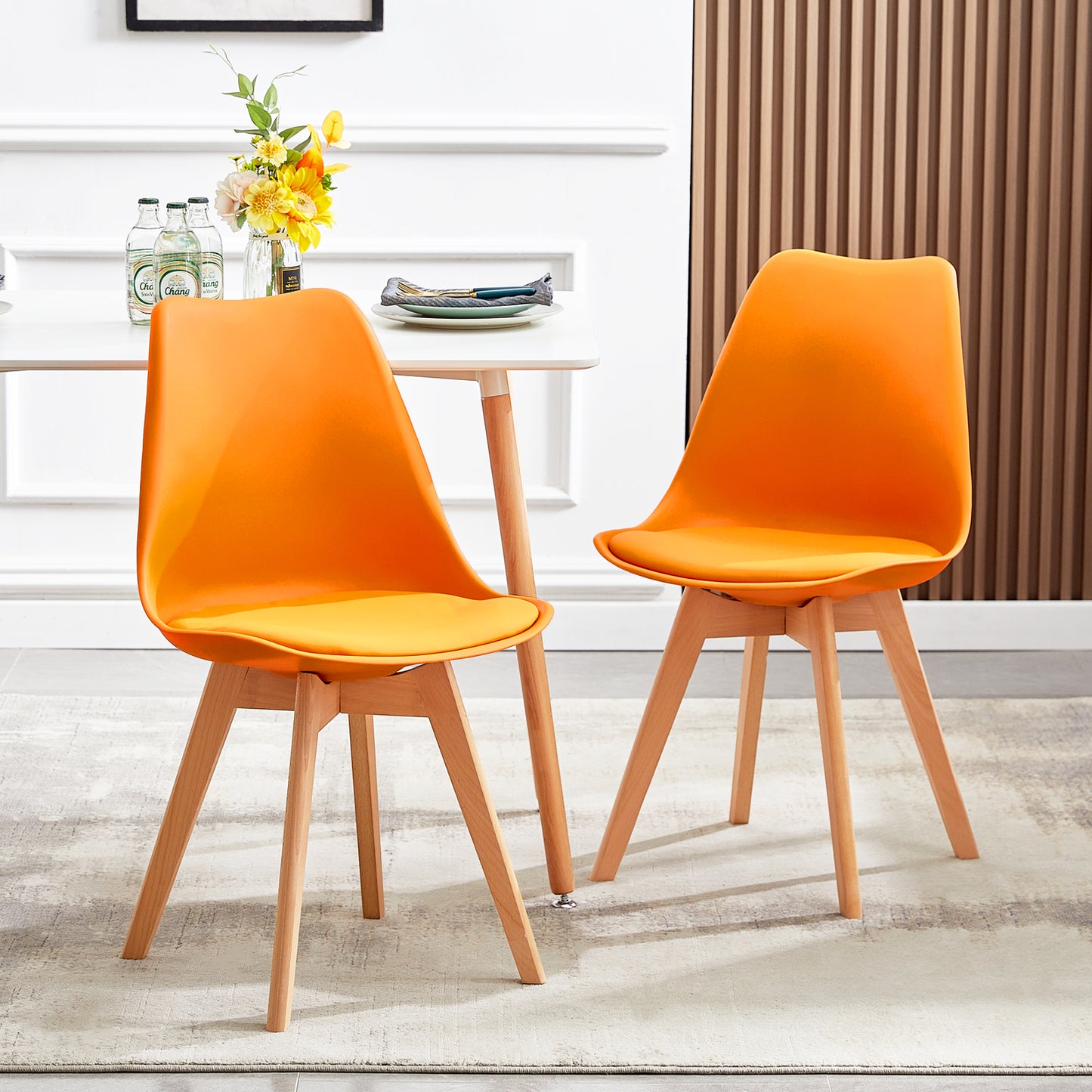 TULIP Dining Chair with Beech Legs - Orange