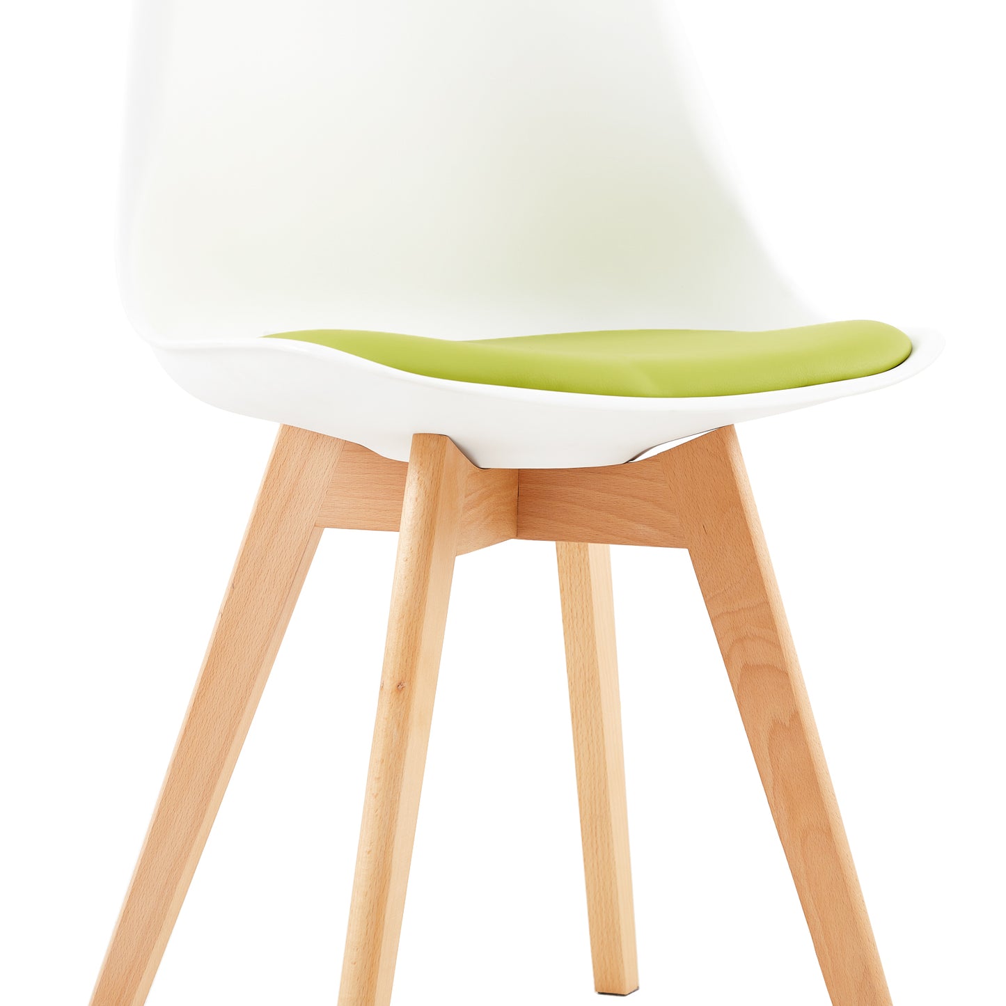 TULIP Dining Chair with Beech Legs - White/Grass Green