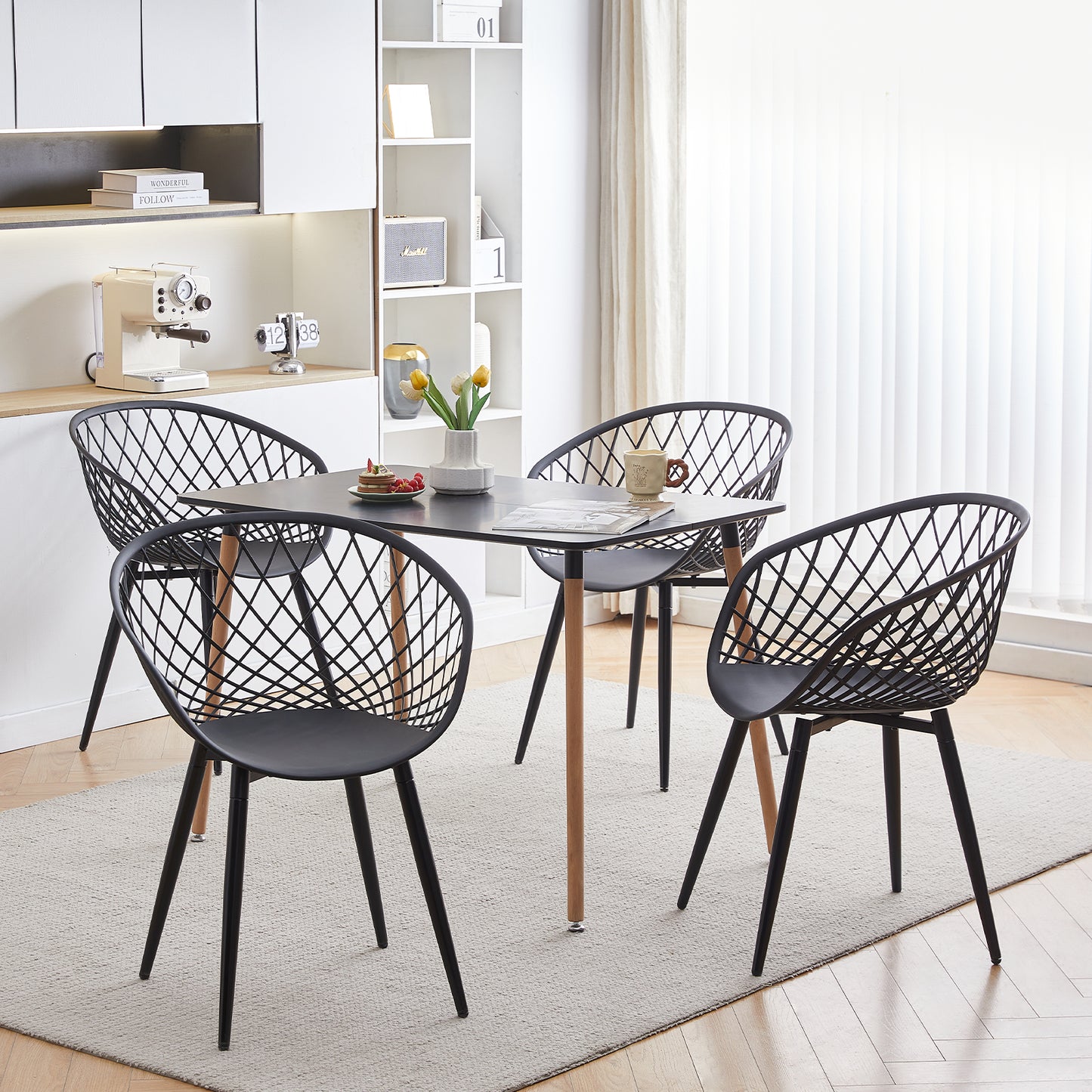 VERLOT Hollow Chair with Iron Legs - Black