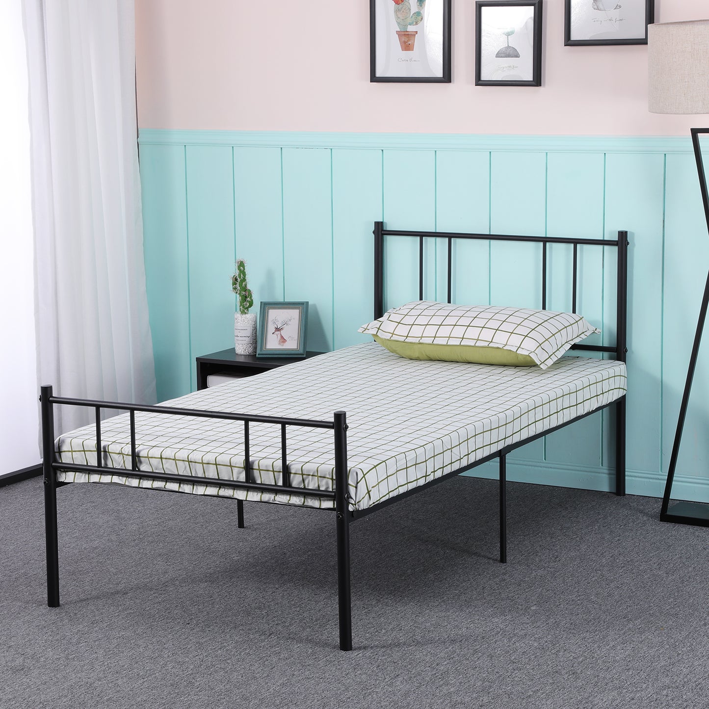 LOCARNO Single/Double Metal Bed 94 * 196 cm/143 * 196 cm - Black