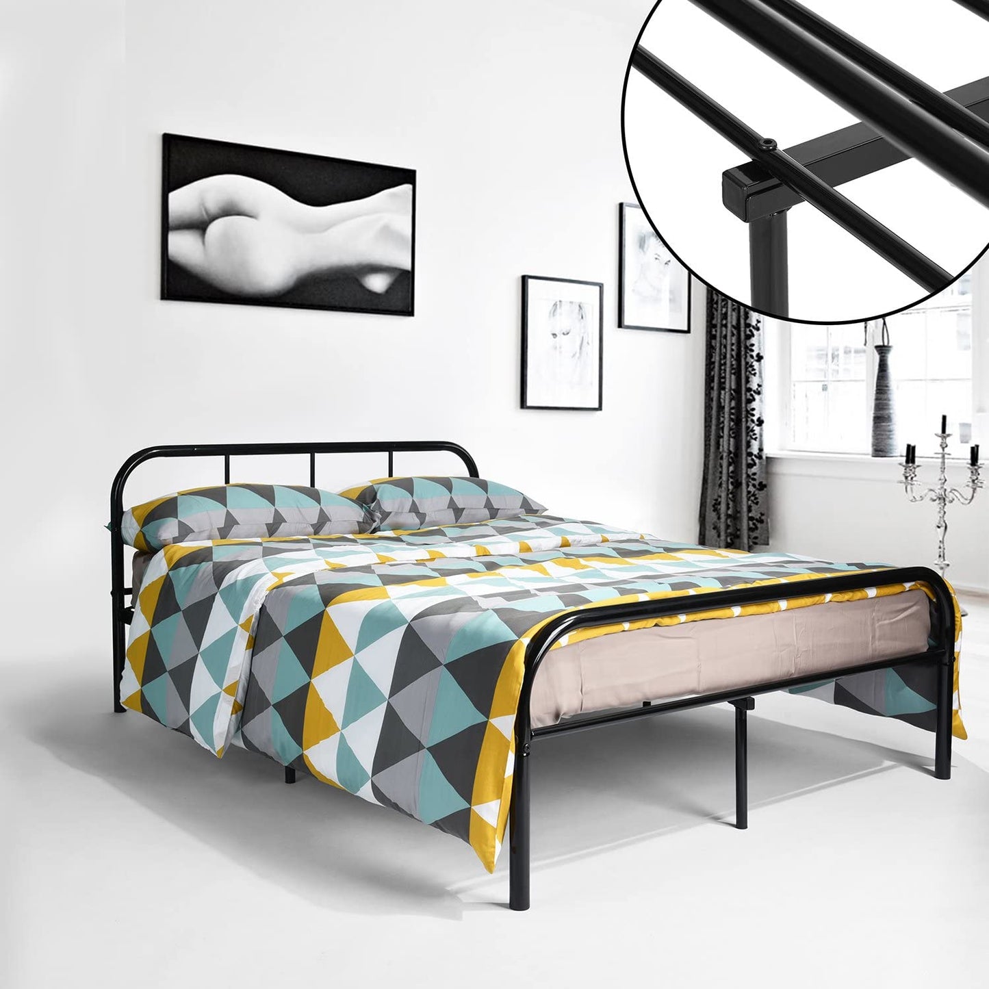 MILO Single/Double Metal Bed 94 * 196 cm/143 * 196 cm - Black