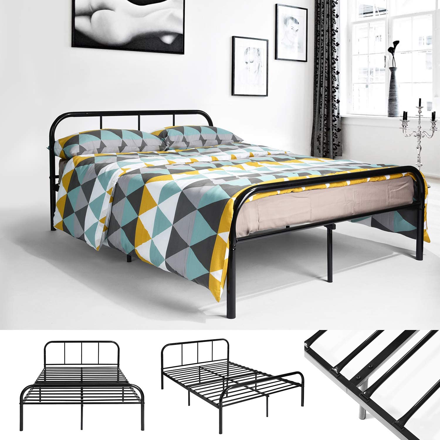 MILO Single/Double Metal Bed 94 * 196 cm/143 * 196 cm - Black