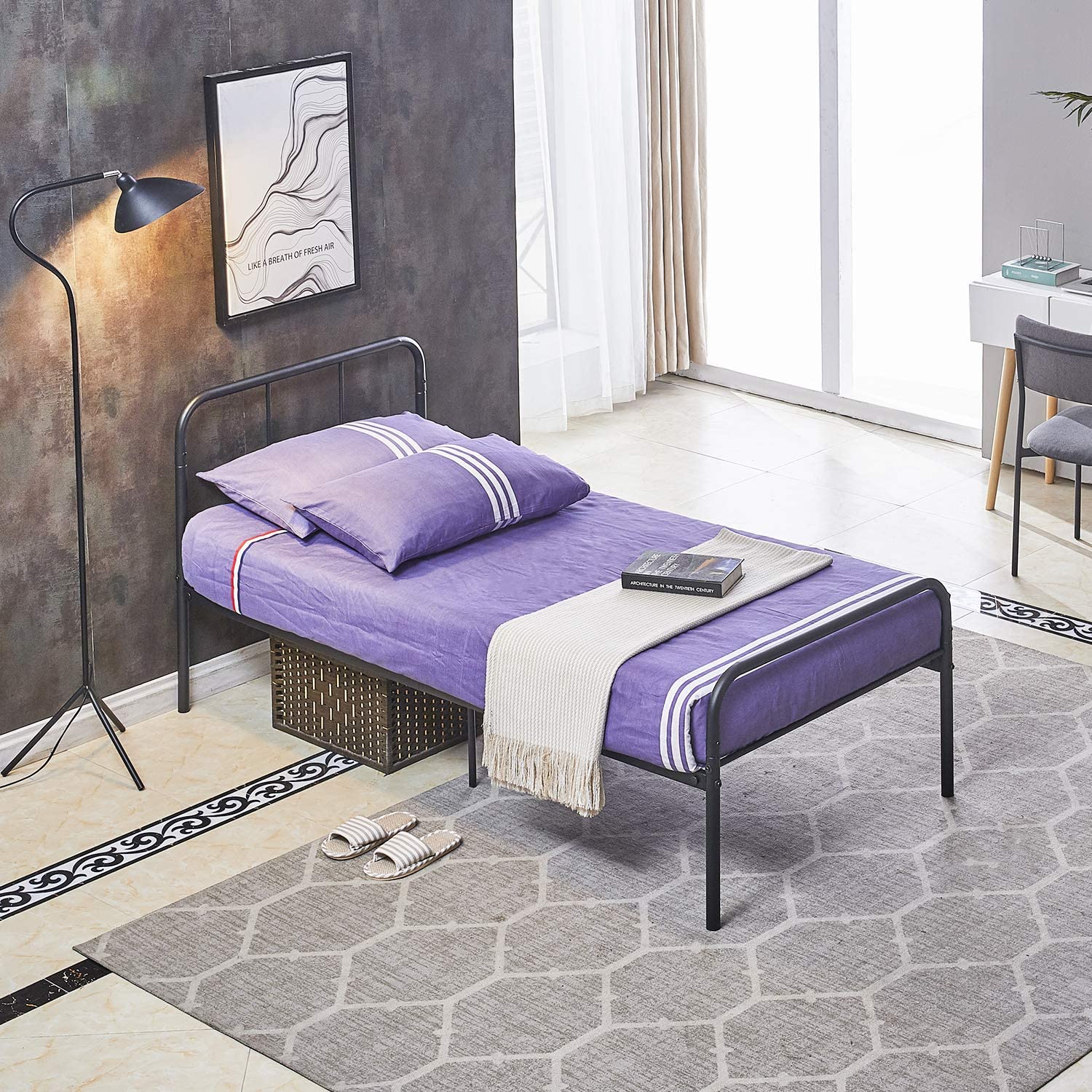 MILO Single/Double Metal Bed 94 * 196 cm/143 * 196 cm - Black