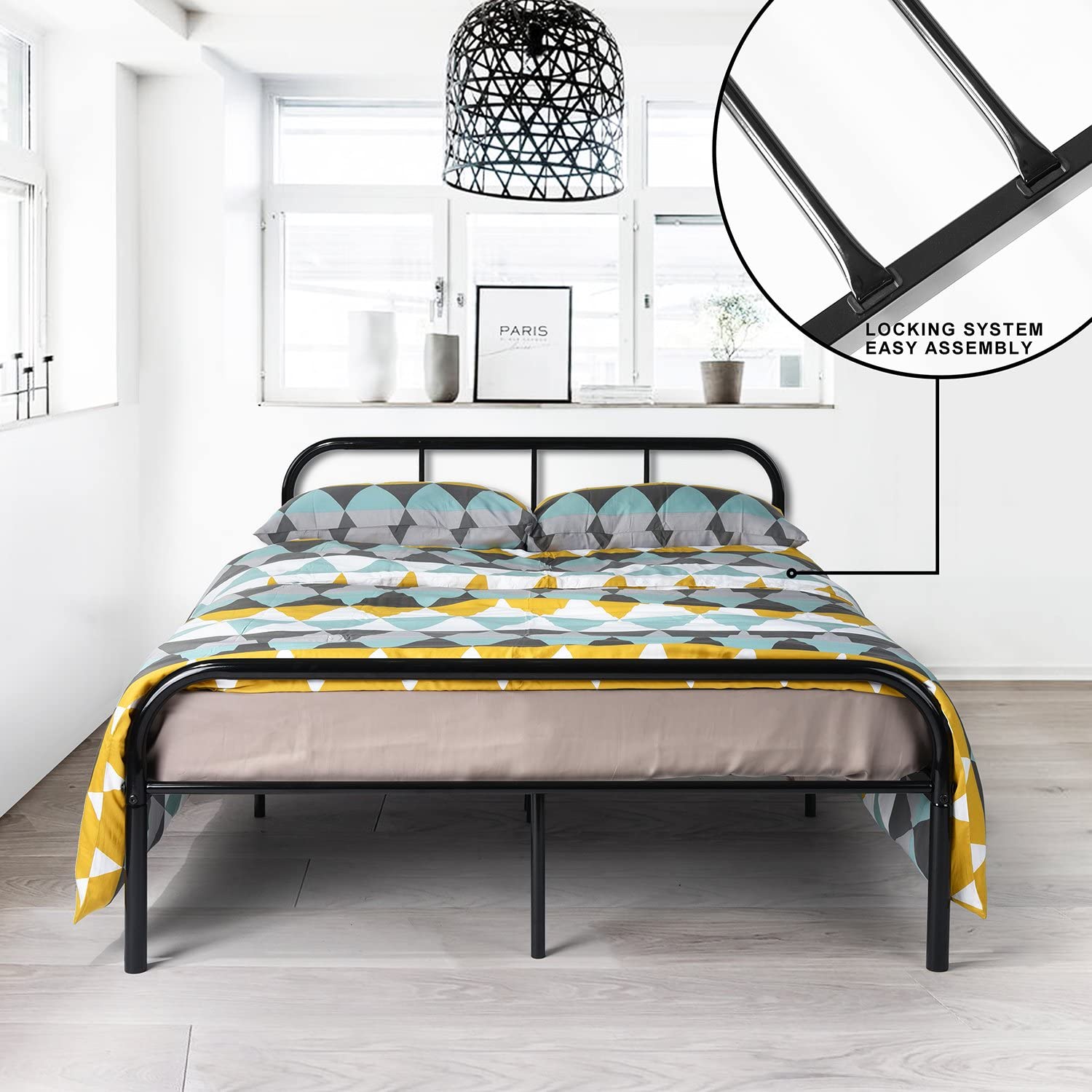 MILO Single/Double Metal Bed 94 * 196 cm/143 * 196 cm - Black