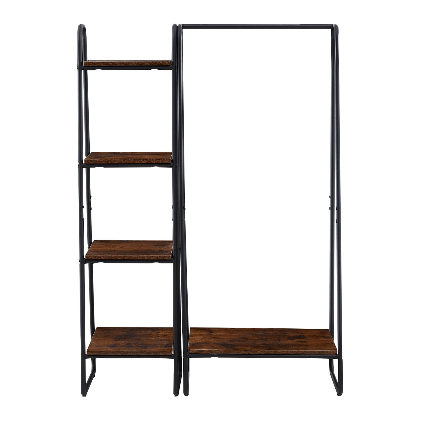 HAZEL Clothes Rail Metal with 4-Tier Shelves - Brown