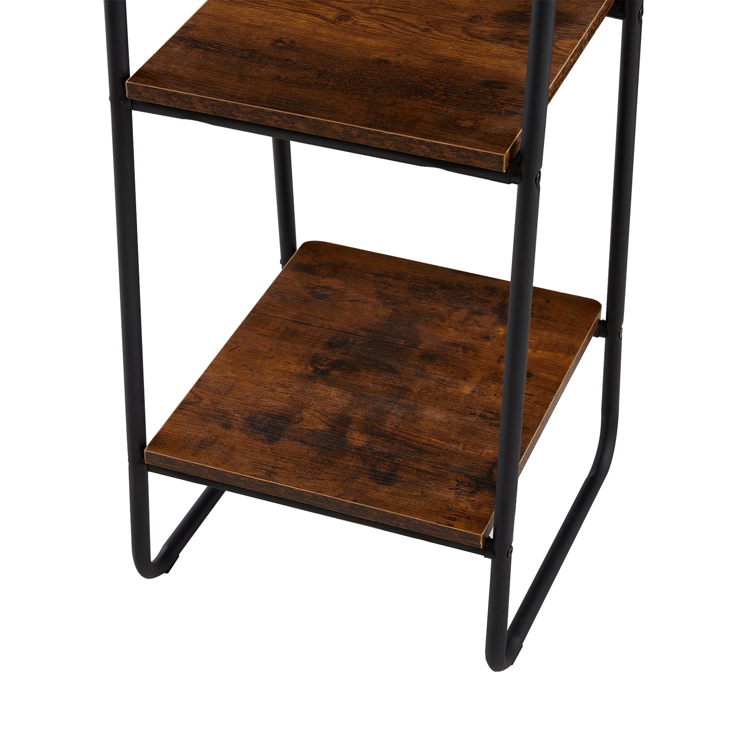HAZEL Clothes Rail Metal with 4-Tier Shelves - Brown