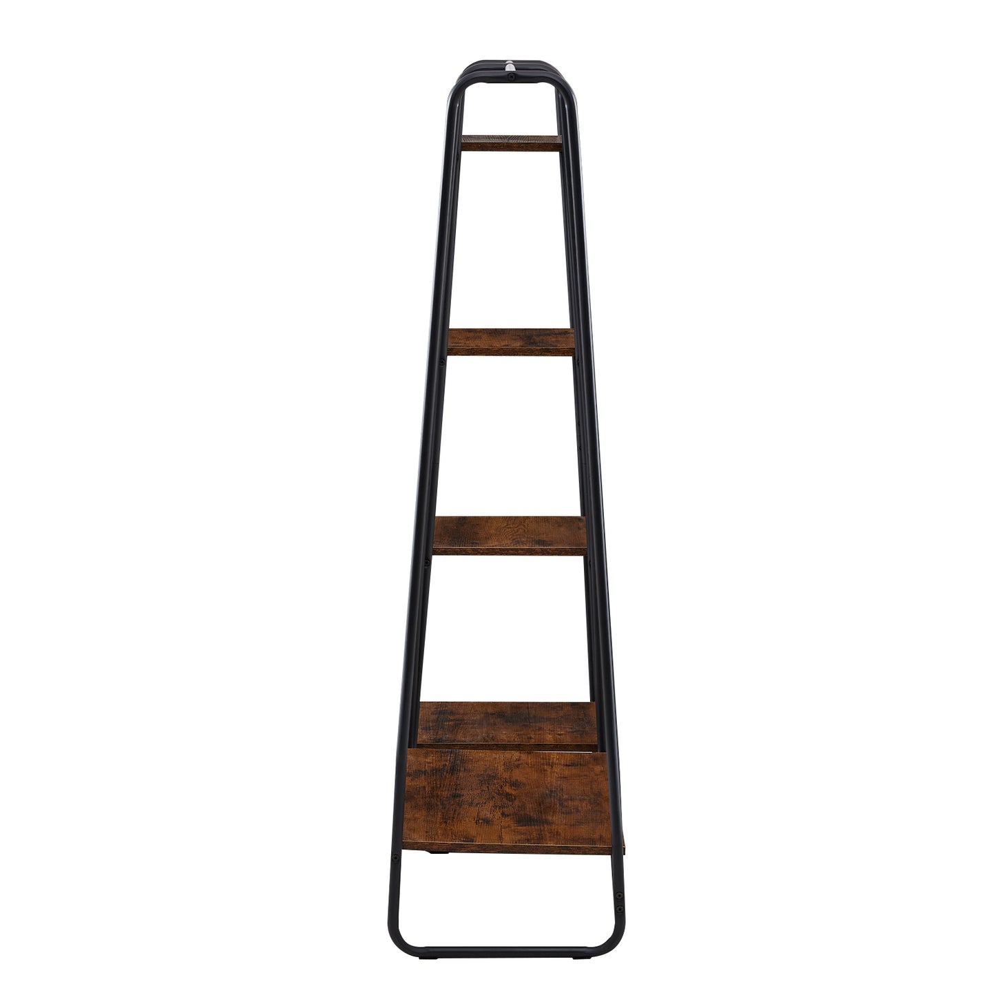 HAZEL Clothes Rail Metal with 4-Tier Shelves - Brown