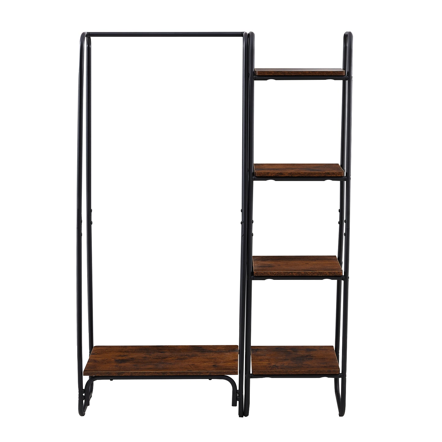 HAZEL Clothes Rail Metal with 4-Tier Shelves - Brown