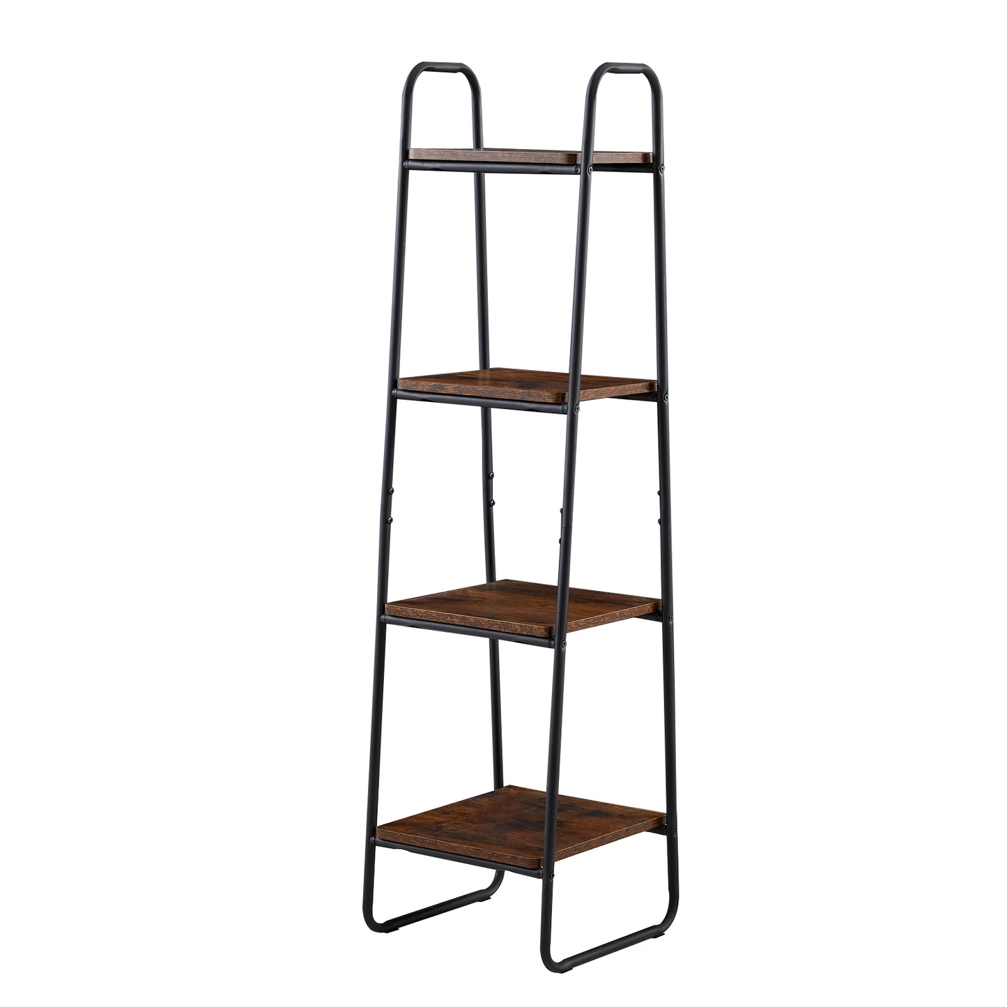 HAZEL Clothes Rail Metal with 4-Tier Shelves - Brown