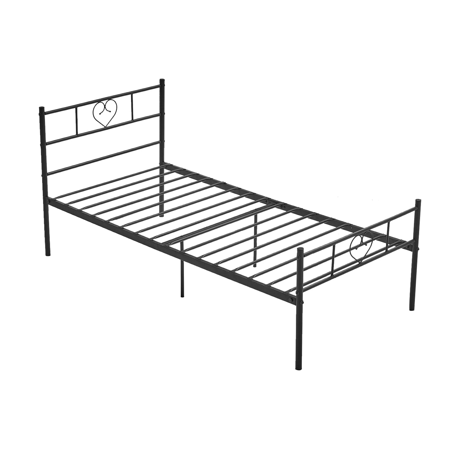 Heart-shaped Single/Double Metal Bed 94 * 196 cm/143 * 196 cm - Black