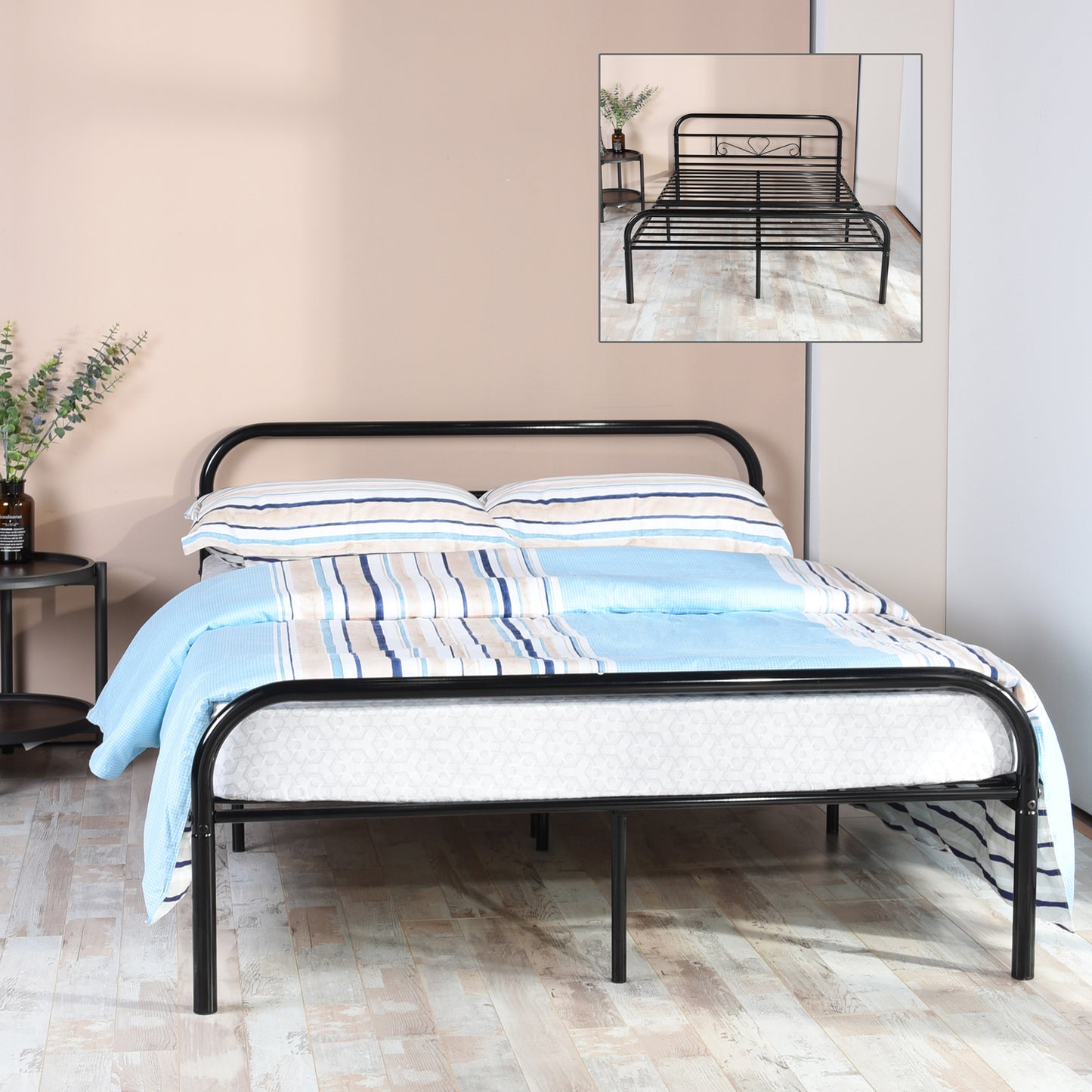 MILO Heart-shaped Single/Double Metal Bed 94 * 196 cm/143 * 196 cm - Black