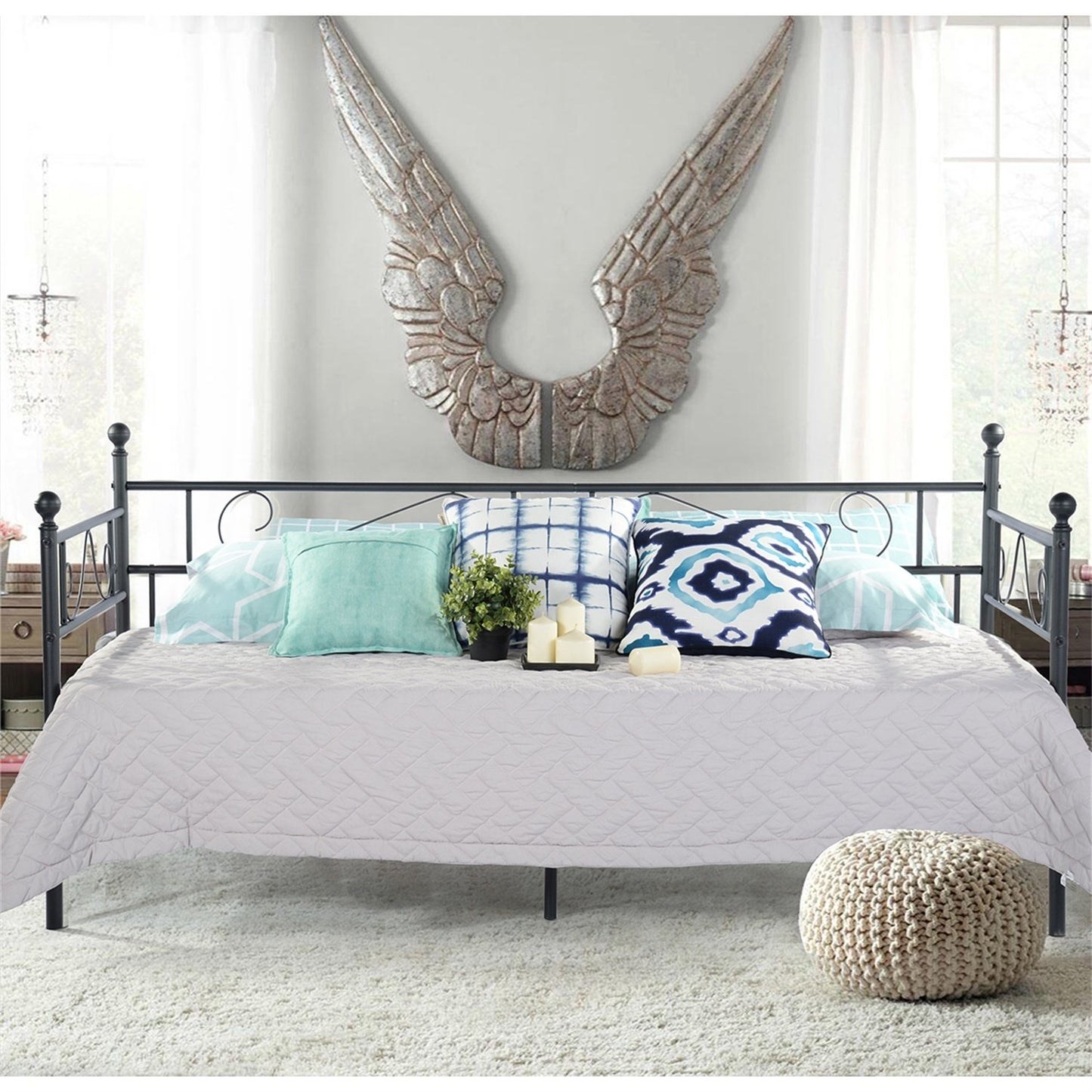 SOROSIS Metal Single Sofa Bed 95 * 196 cm - Black/White