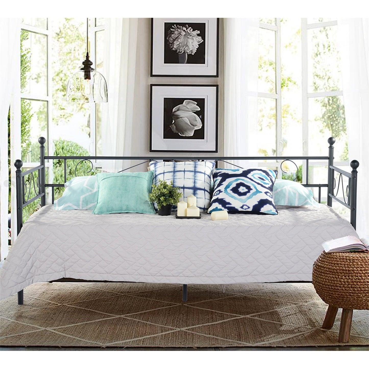 SOROSIS Metal Single Sofa Bed 95 * 196 cm - Black/White