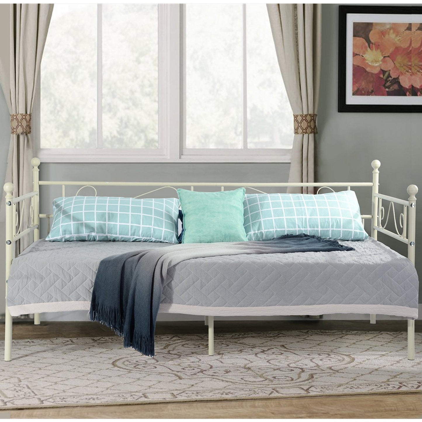 SOROSIS Metal Single Sofa Bed 95 * 196 cm - Black/White