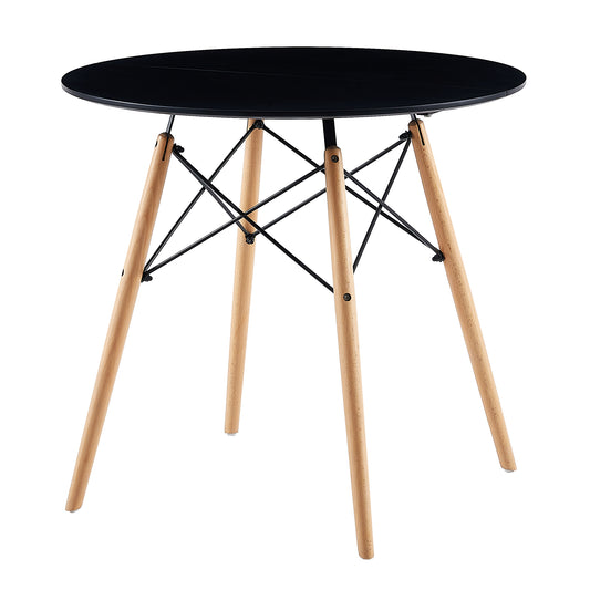 RAY 80cm Circle Splicing Dining Table With Beech Legs-Black