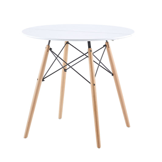 RAY 80cm Circle Splicing Dining Table With Beech Legs-White