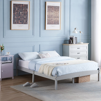 ABATE Double Pine Wooden Bed 146*198cm - Gray