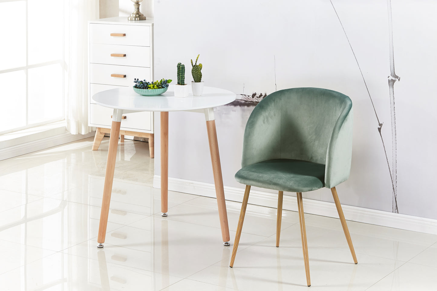 ALOE Velvet Iron Leg Chair-Cactus Color