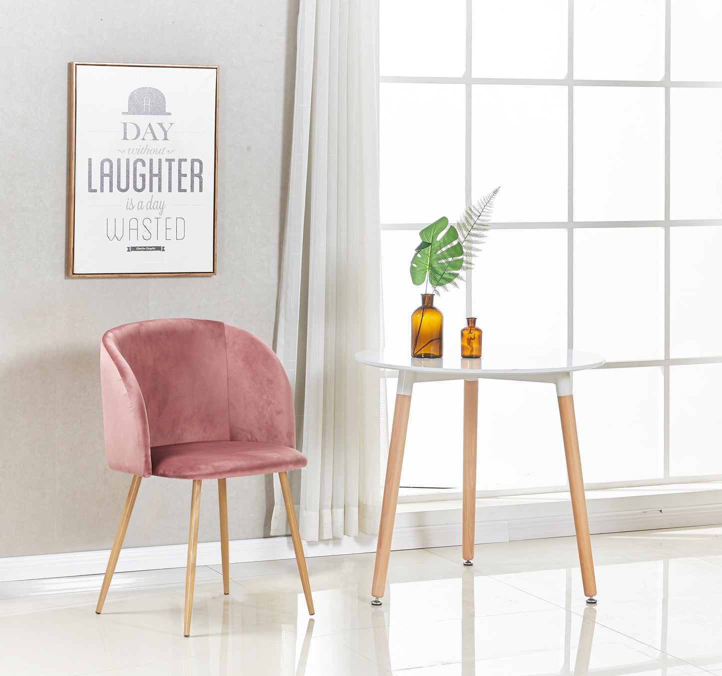 ALOE Velvet Iron Leg Chair-Pink