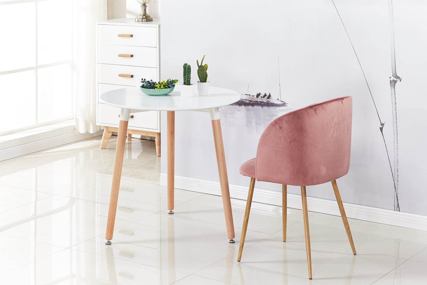 ALOE Velvet Iron Leg Chair-Pink