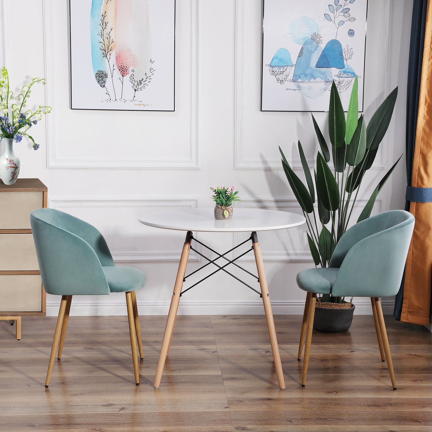 ALOE Velvet Iron Leg Chair-Cactus Color
