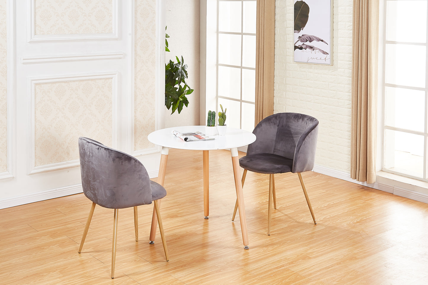 ALOE Velvet Iron Leg Chair-Grey