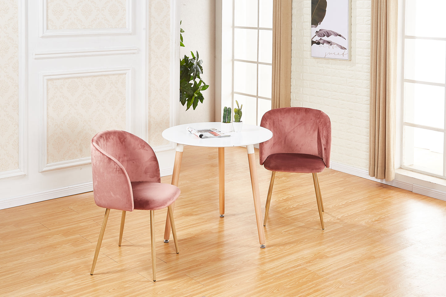 ALOE Velvet Iron Leg Chair-Pink
