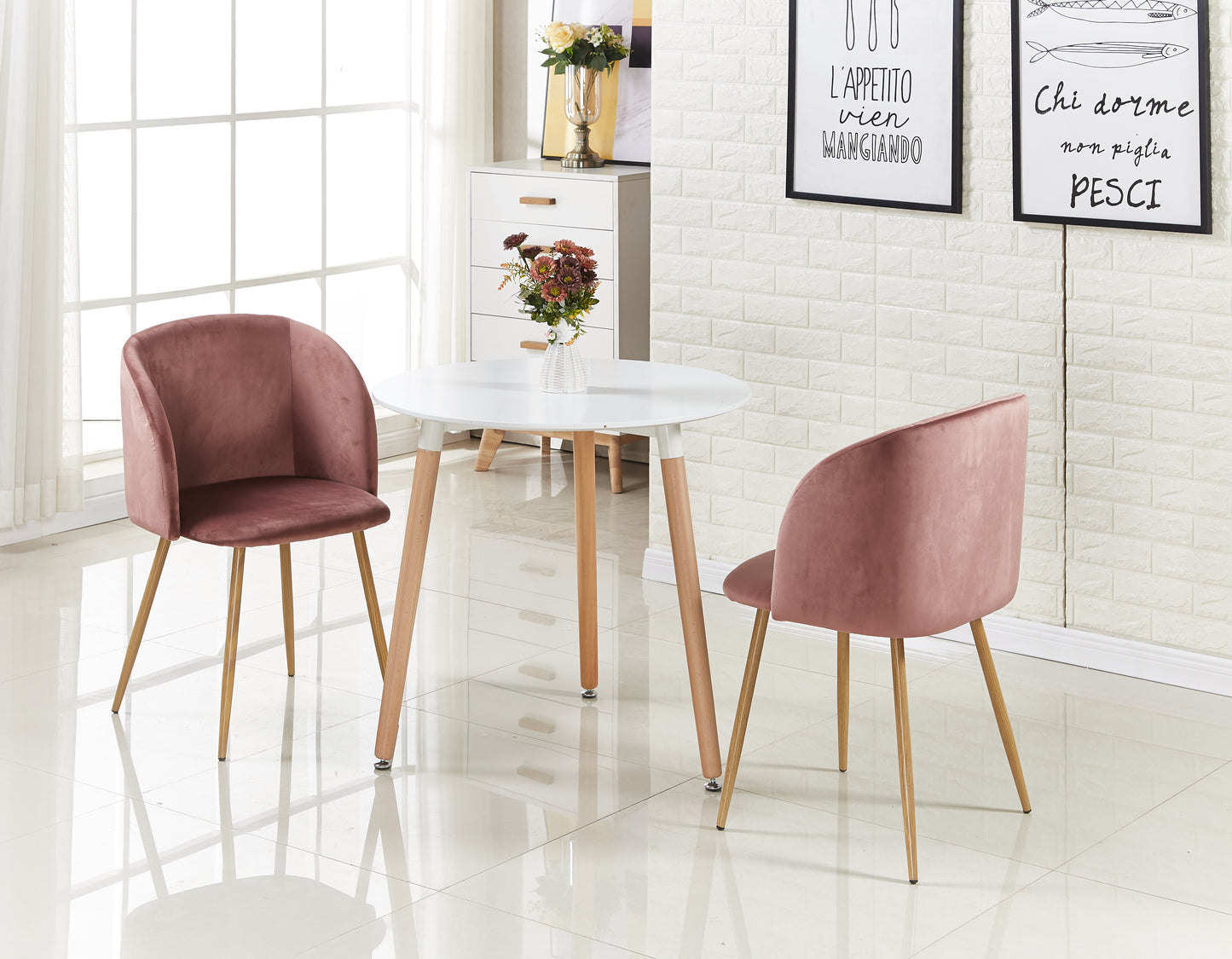 ALOE Velvet Iron Leg Chair-Pink