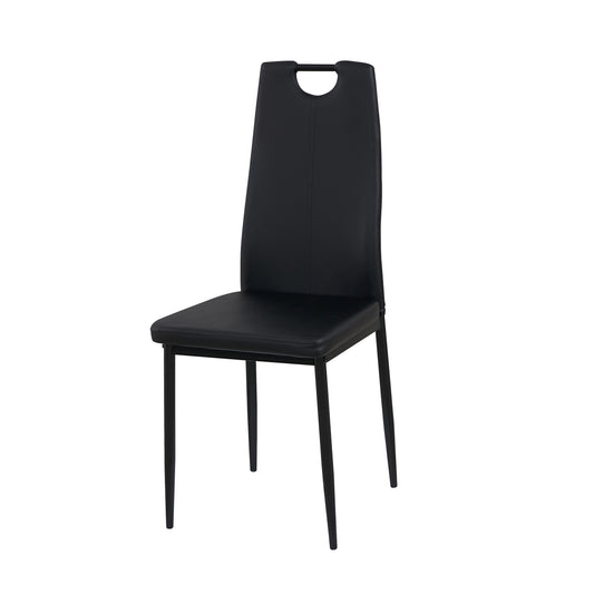 ANN-HANDLE Upholstered Dining Chair with Iron Legs - Black