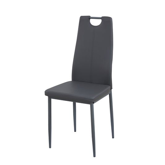 ANN-HANDLE Upholstered Dining Chair with Iron Legs - Dark Gray