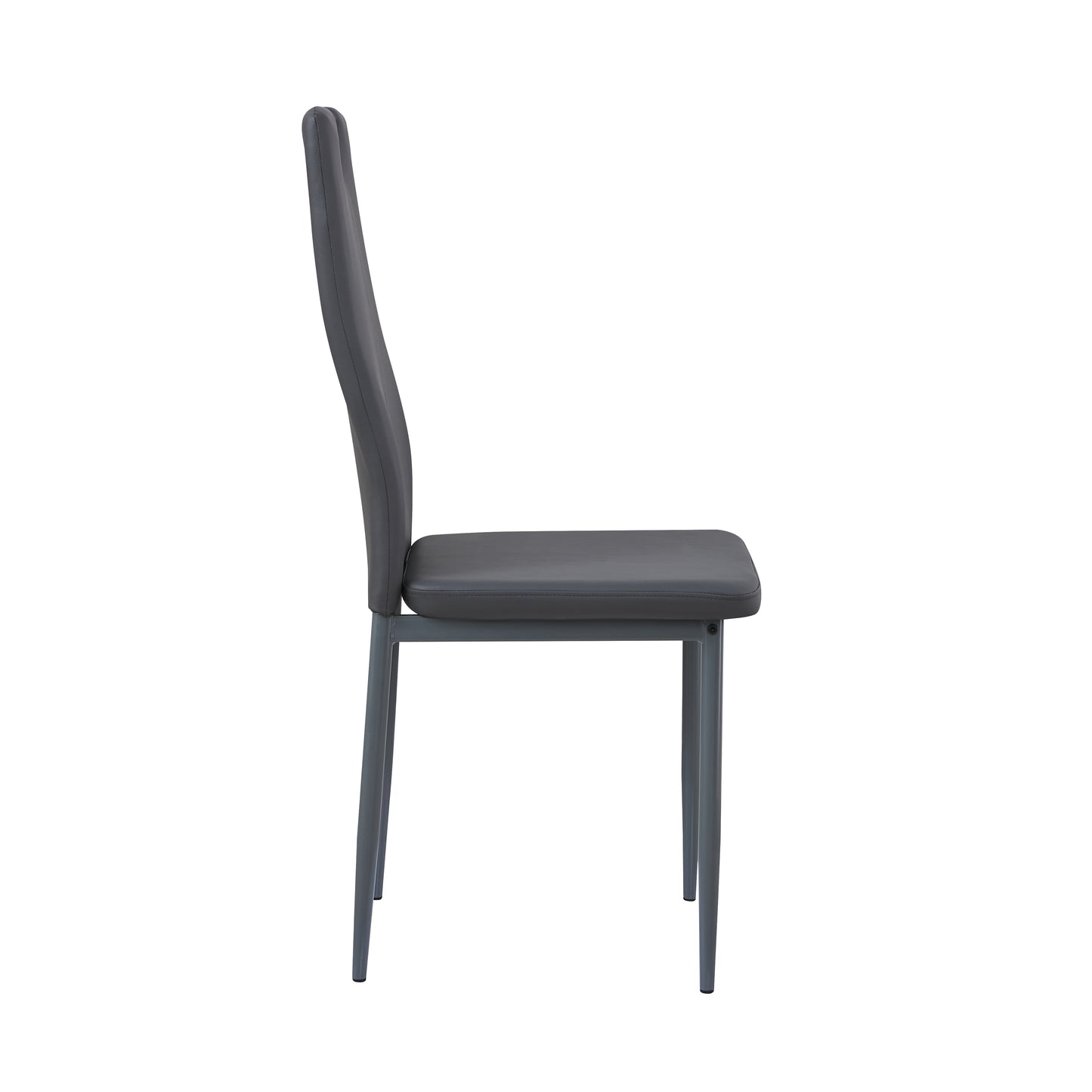 ANN-HANDLE Upholstered Dining Chair with Iron Legs - Dark Gray