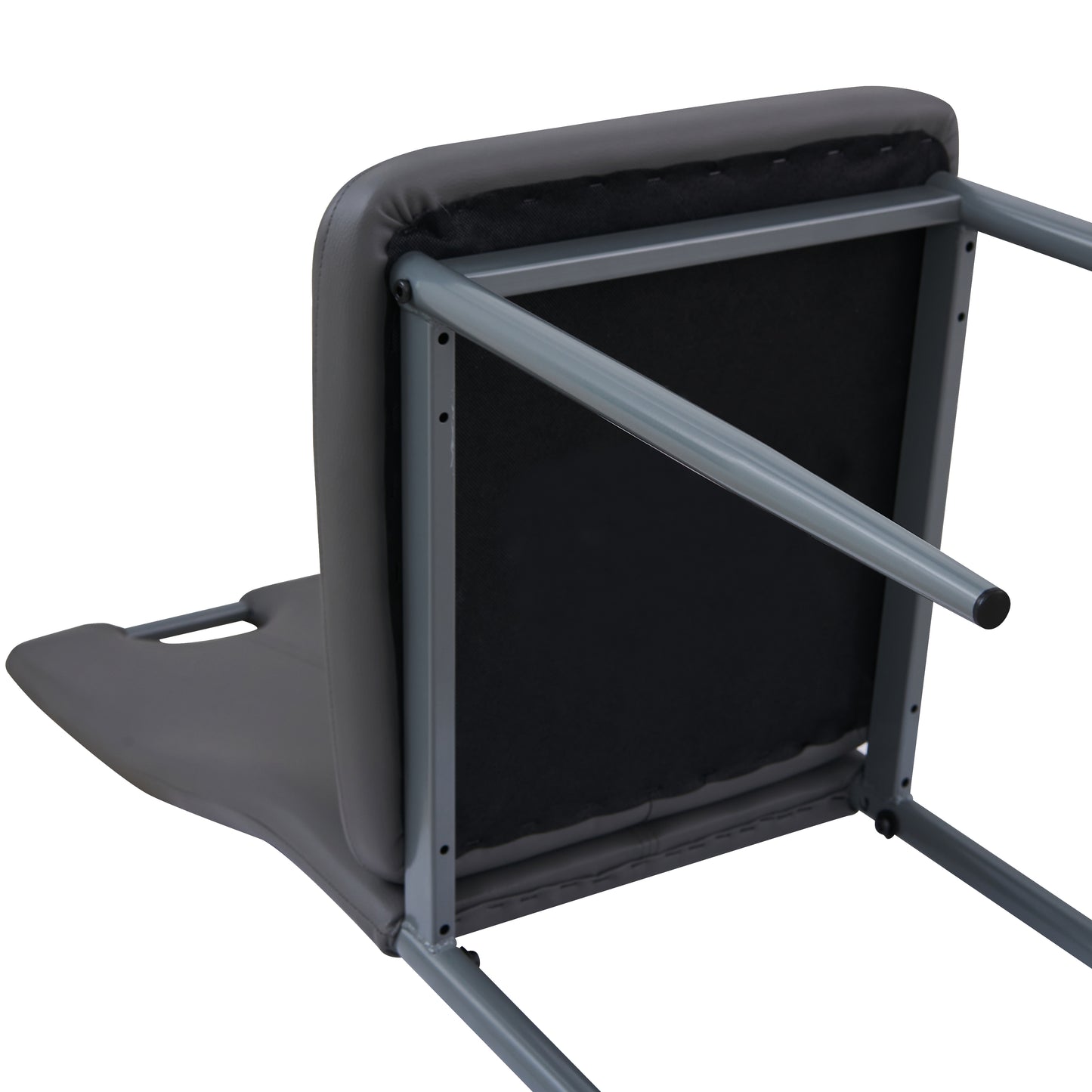 ANN-HANDLE Upholstered Dining Chair with Iron Legs - Dark Gray