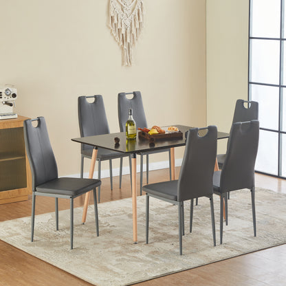 ANN-HANDLE Upholstered Dining Chair with Iron Legs - Dark Gray