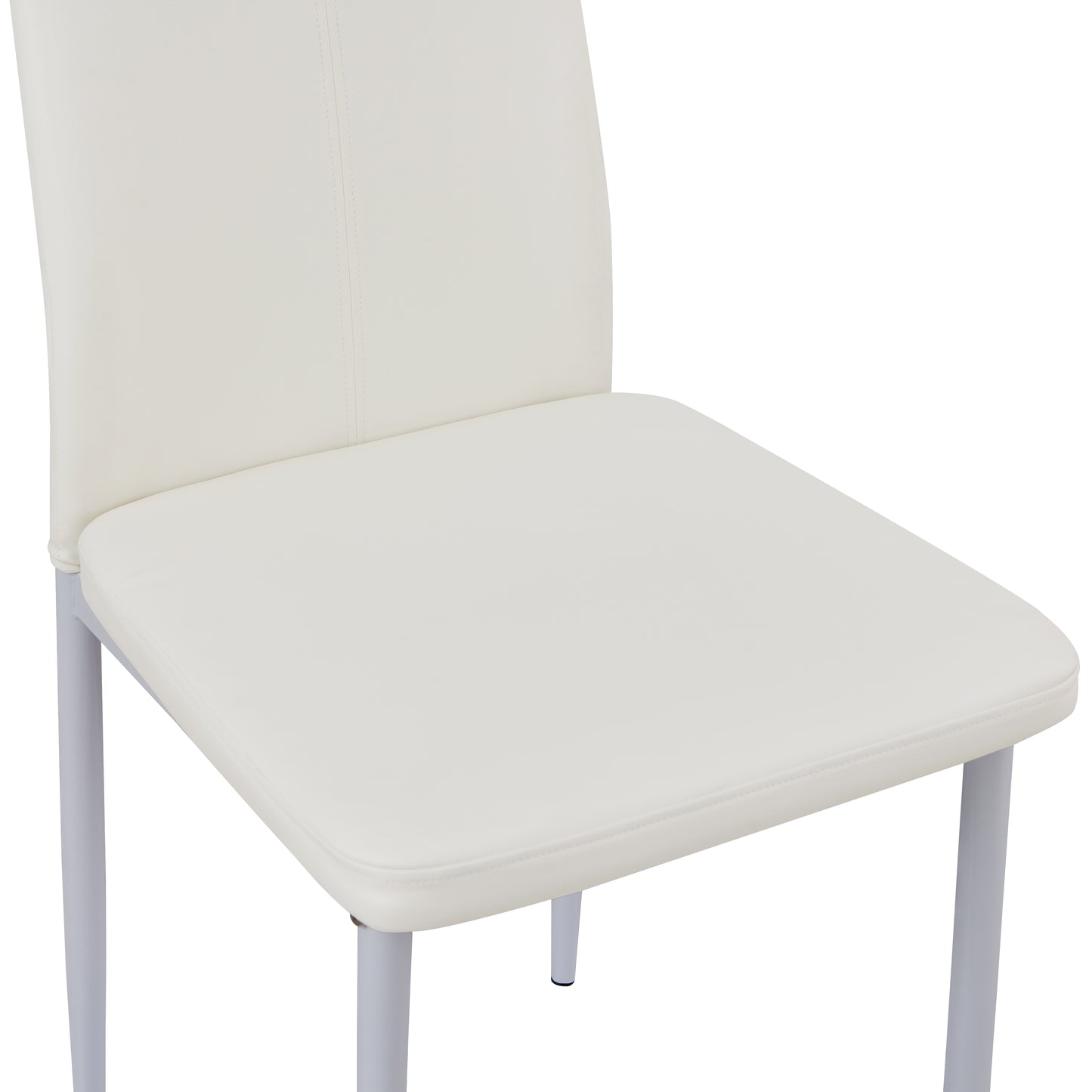 ANN-HANDLE Upholstered Dining Chair with Iron Legs - White
