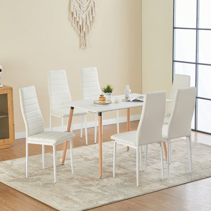 ANN Upholstered Dining Chair with Iron Legs - White