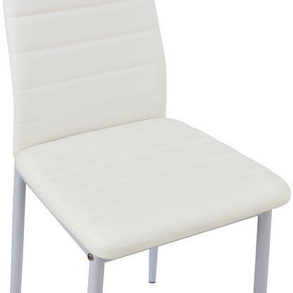 ANN Upholstered Dining Chair with Iron Legs - White